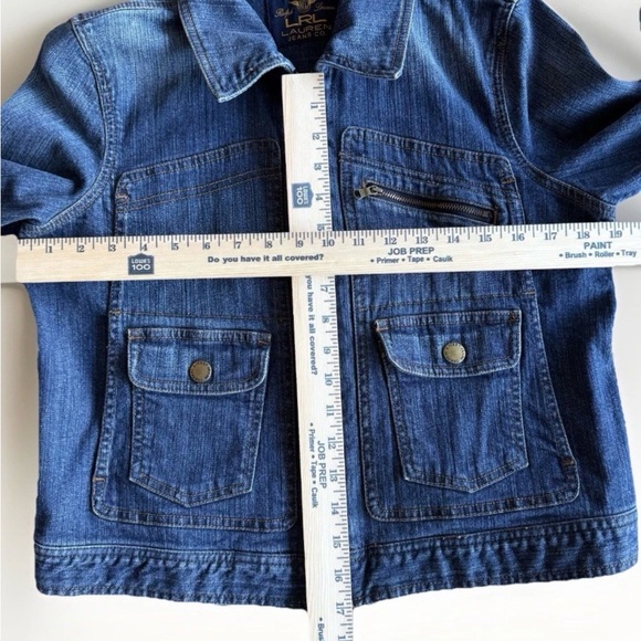VTG Lauren Ralph Lauren Women's Petite P/L Blue Jacket Zip Button Pockets Short - Picture 3 of 8
